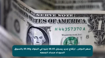 سعر الدولار.. ارتفاع جديد يسجل 48.65 جنيه في البنوك و49.06 بالسوق السوداء مساء الجمعة